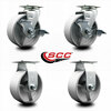 Service Caster 5 Inch Semi Steel Cast Iron Caster Set with Roller Bearings 2 Brakes 2 Rigid SCC-20S520-SSR-TLB-2-R-2